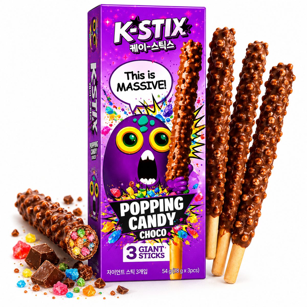 K-STIX Popping Candy Choco Korea 3 x 18g