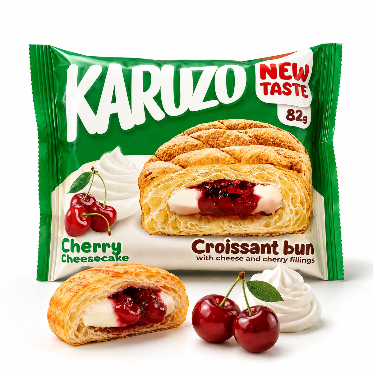 Karuzo Cherry Cheesecake Croissant bun 82g (MHD: 08.08.2026)